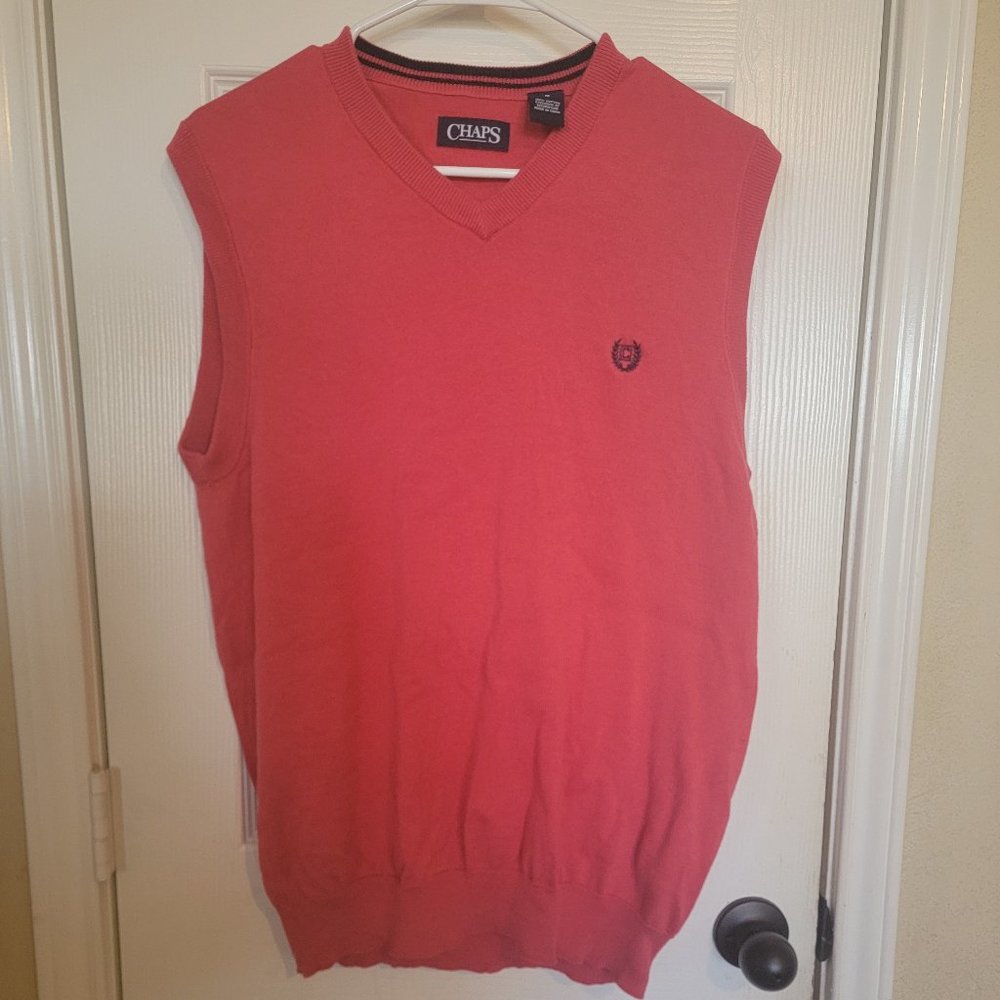 🌟Men's Chaps sleeveless V neck sweater, pink, M